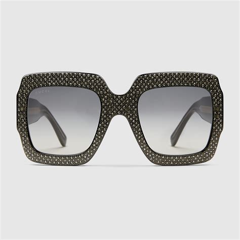 gucci gg 3861 oversized square frame rhinestone sunglasses|Oversize square.